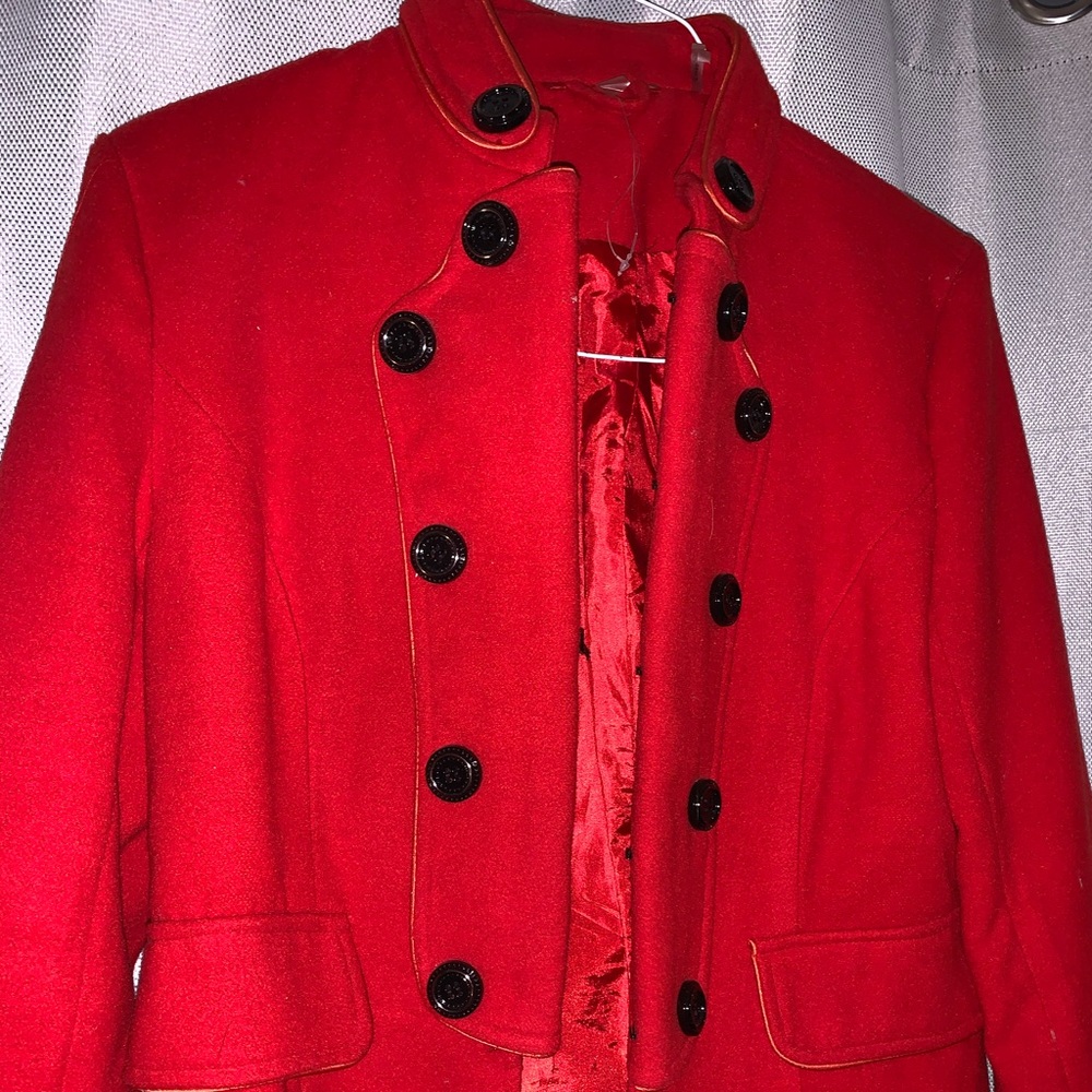 Red pea coat